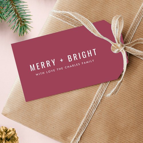 Merry and Bright  Berry Vintage Rose Christmas Gift Tags