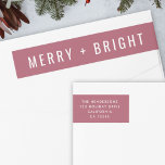 Merry and Bright | Berry Vintage Rose Christmas Wrap Around Label<br><div class="desc">A stylish modern holiday wrap around return address label with a bold typography quote "Merry Bright" in white with a rose raspberry dusky berry pink feature color. The greeting and name can be easily customized for a personal touch. A trendy, minimalist and contemporary christmas design to stand out this holiday...</div>