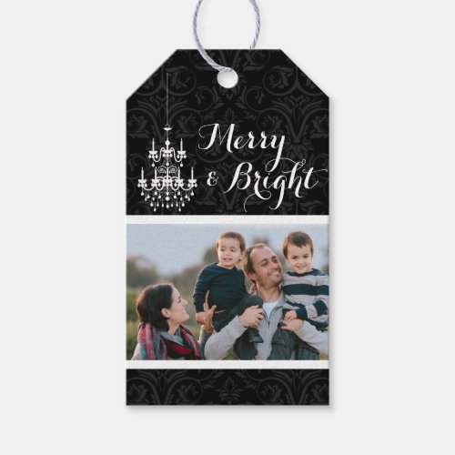 Merry and Bright Black Chandelier Holiday Gift Tags