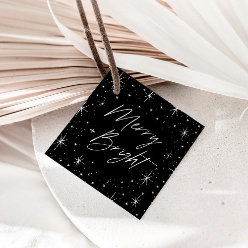 Merry and Bright Black Christmas Gift Tags