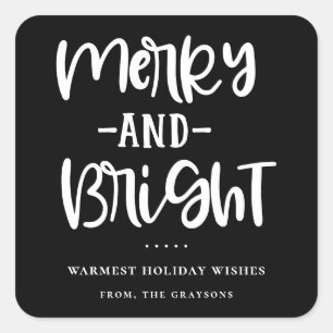 Merry And Bright Black Holiday Sticker