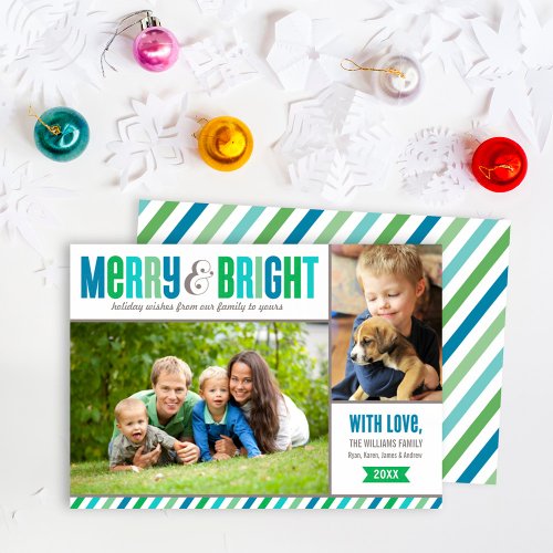 Merry and Bright Holiday Photo Card | Bold Colors