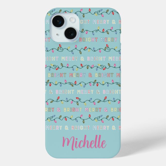 Merry and Bright Blue Christmas Lights Case-Mate iPhone Case (Back)