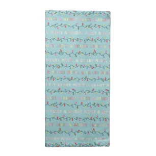Merry and Bright Blue Christmas Lights Cloth Napkin