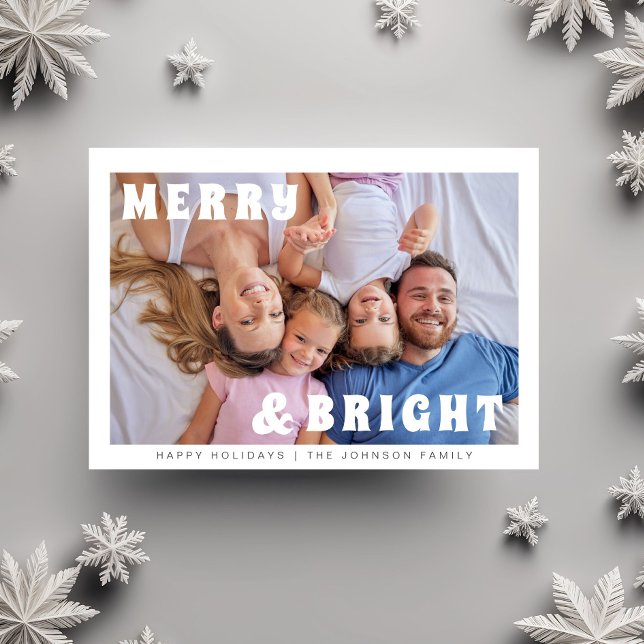 Merry And Bright Bold Typography Christmas Holiday Card (Merry And Bright Bold Typography Christmas Holiday Card)
