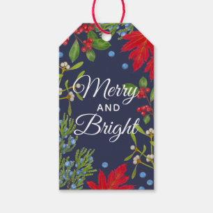 Merry and Bright • Botanical Winter Plants Holiday Gift Tags