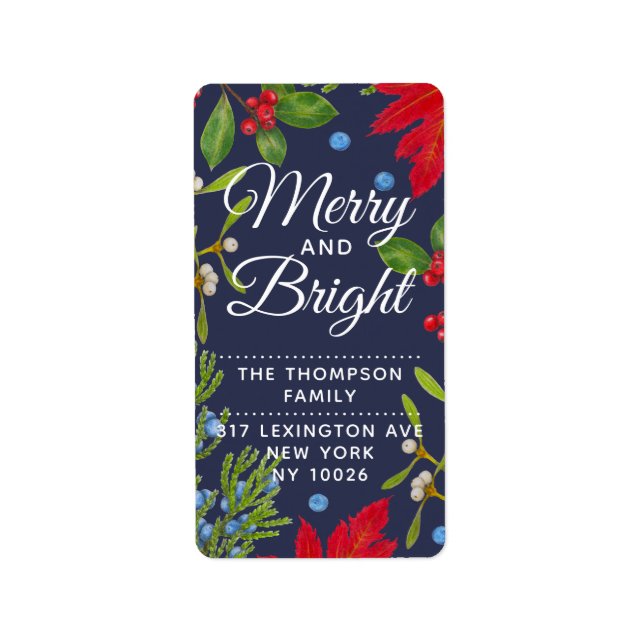 Merry and Bright • Botanical Winter Plants Holiday Label (Front)
