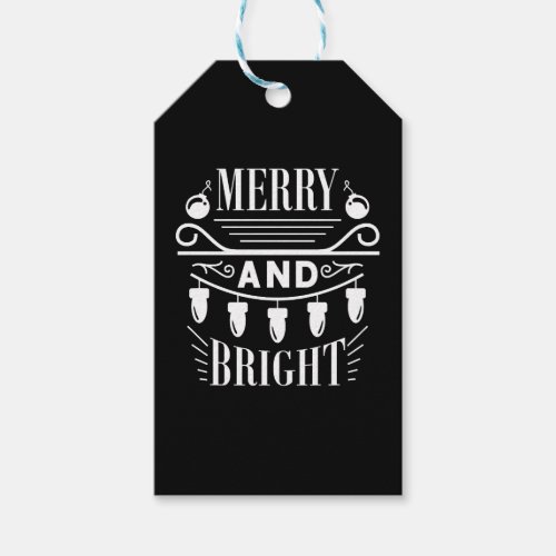 Merry And Bright Bulb Light Xmas Holiday Christmas Gift Tags