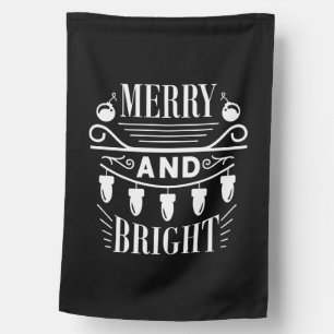 Merry And Bright Bulb Light Xmas Holiday Christmas House Flag