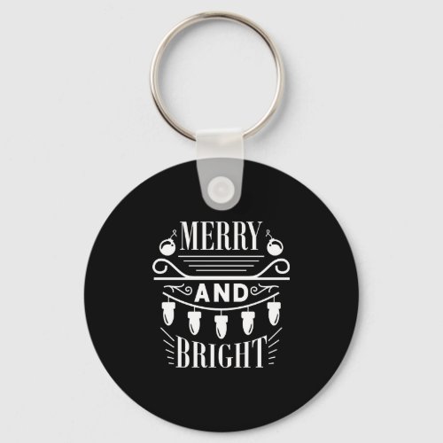 Merry And Bright Bulb Light Xmas Holiday Christmas Keychain
