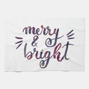 Merry and bright - burgundy kitchen towel