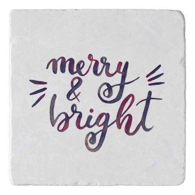 Merry and bright - burgundy trivet (Front)