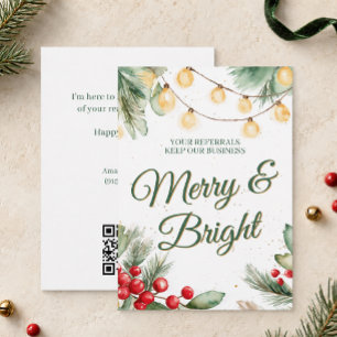 Merry and Bright Business Referral Christmas Note Card