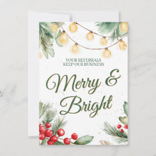 Merry and Bright Business Referral Christmas Note Card