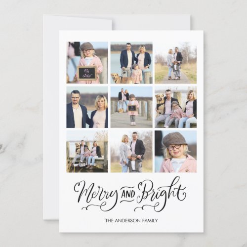 Merry and Bright Calligraphy Christmas Photo Card
