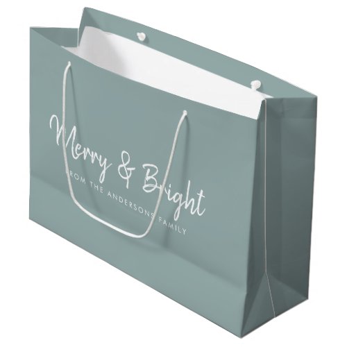 Merry and Bright  Casual Script Calligraphy Large Gift Bag