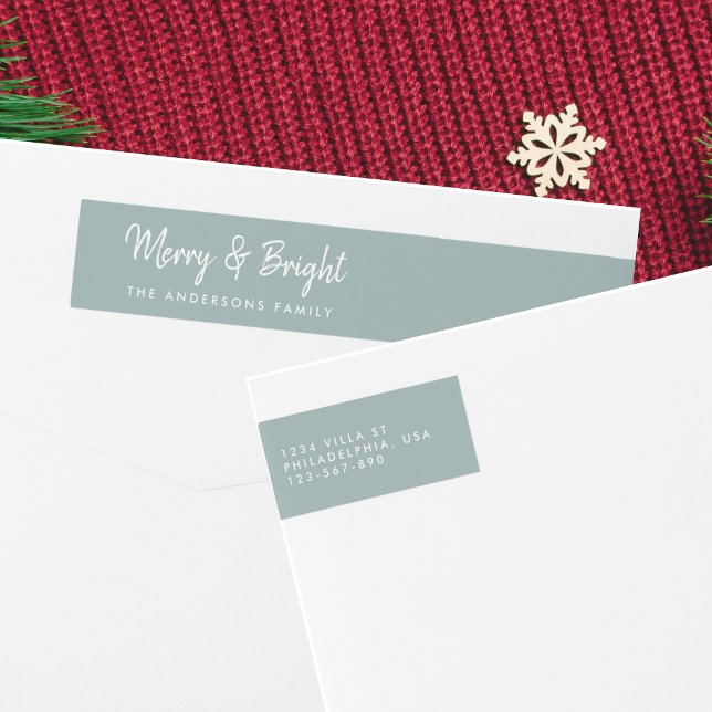 Merry and Bright | Casual Script Calligraphy Wrap Around Label (Creator Uploaded)