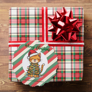 Merry and Bright cat Christmas kitten snow winter Ornament Card