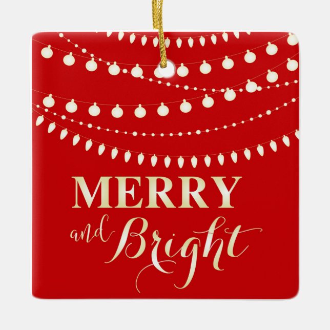 Merry and Bright Ceramic Ornament (Front)