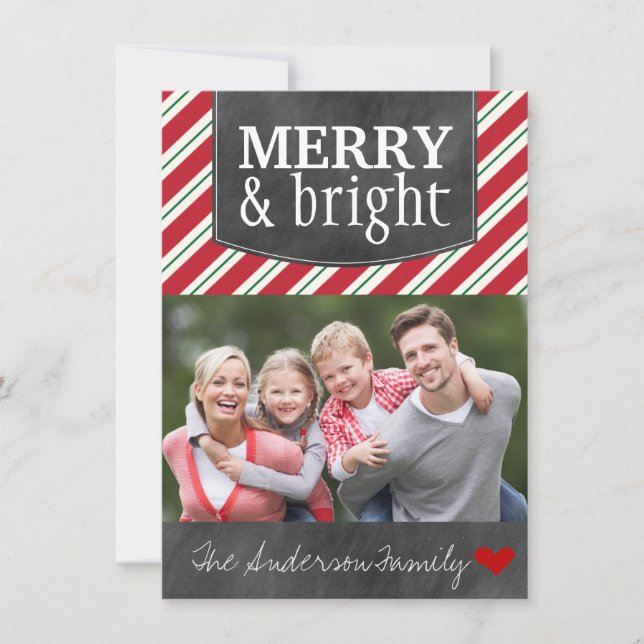 Merry and Bright Chalkboard Christmas Photo Cards (Front)