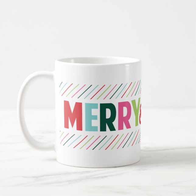 Merry and Bright Cheerful Holiday Coffee Mug (Left)