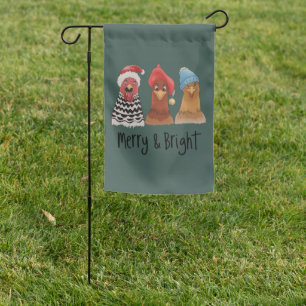 Merry And Bright Chickens Christmas Farm Animal  Garden Flag