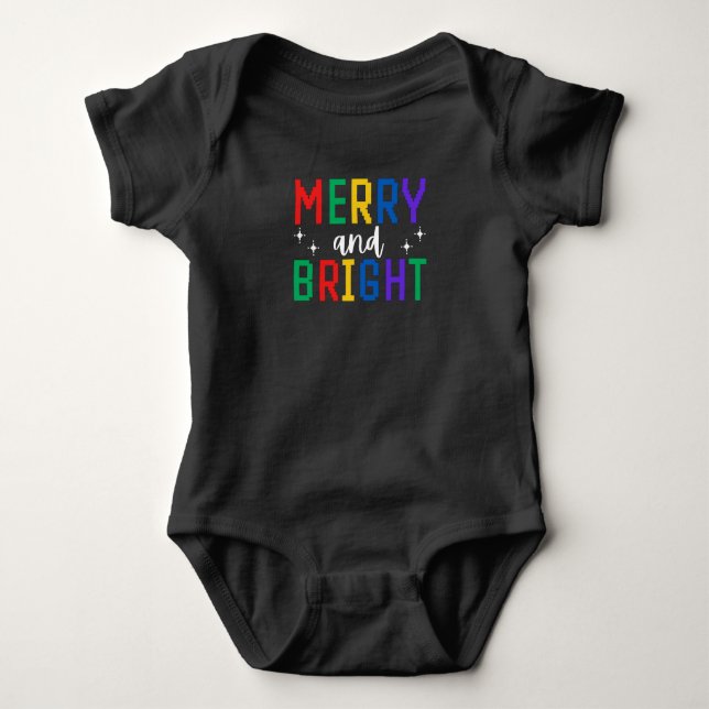 Merry And Bright Christmas Baby Bodysuit (Front)