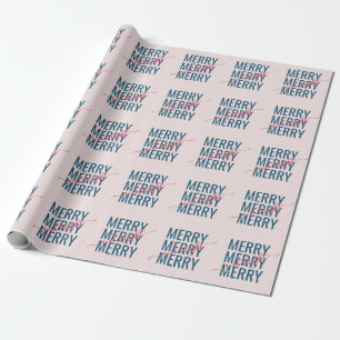 Merry and bright Christmas blush pink checker Wrapping Paper