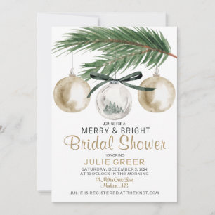 Merry and Bright Christmas Bridal Shower Invitation