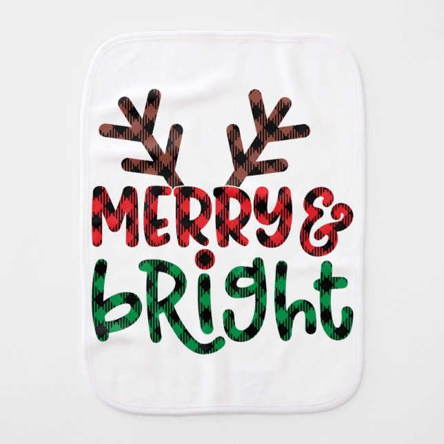 Merry and Bright Christmas Burp Cloth (Front)