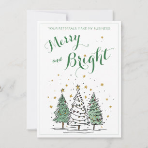 Merry and Bright Christmas Business Referral Note Card