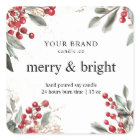 Merry and Bright Christmas Candle Sticker