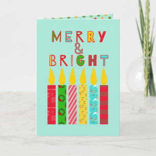 Merry and Bright Christmas Candles Greeting Card