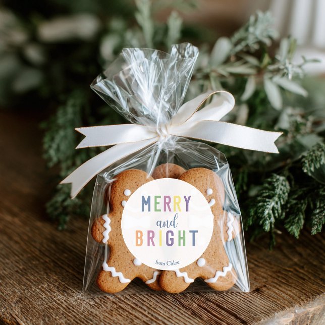 Merry and Bright Christmas Classic Round Sticker (Merry and Bright Christmas Sticker)