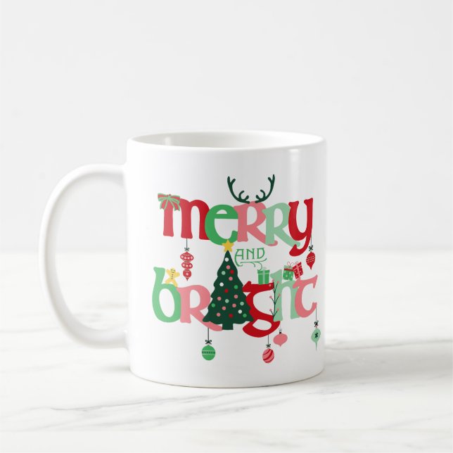 Merry and Bright Christmas Coffee Mug (Left)