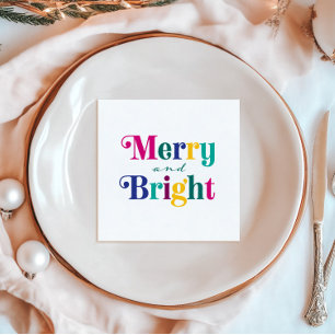 Merry and Bright Christmas Colorful Holiday Napkins