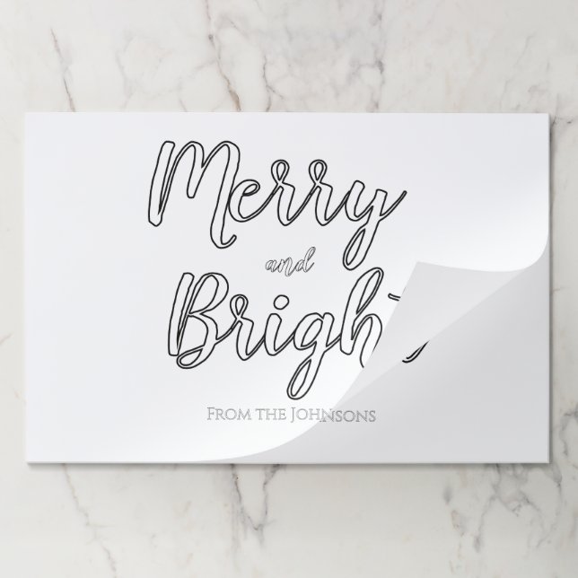 Merry and Bright Christmas Coloring Placemat (Folded)