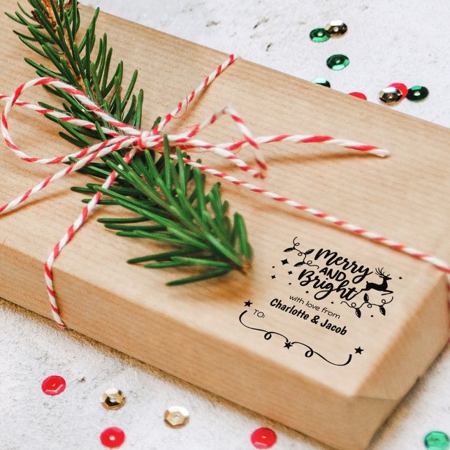 Merry and Bright, Christmas Couple Tag  Rubber Stamp (Creator Uploaded)