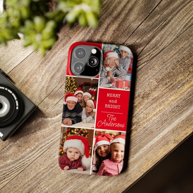 Merry and Bright Christmas Custom Photo Collage Case-Mate iPhone Case (Creator Uploaded)
