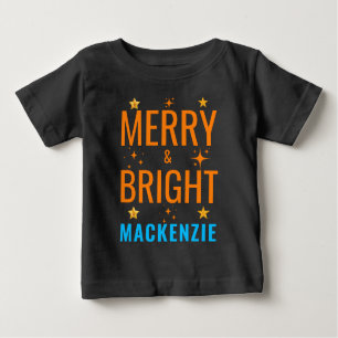 Merry and Bright Christmas Delight: Festive Custom Baby T-Shirt