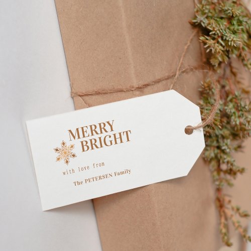 Merry and Bright Christmas family gold holiday  Gift Tags