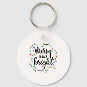 Merry And Bright Christmas Family Pajamas Matching Keychain