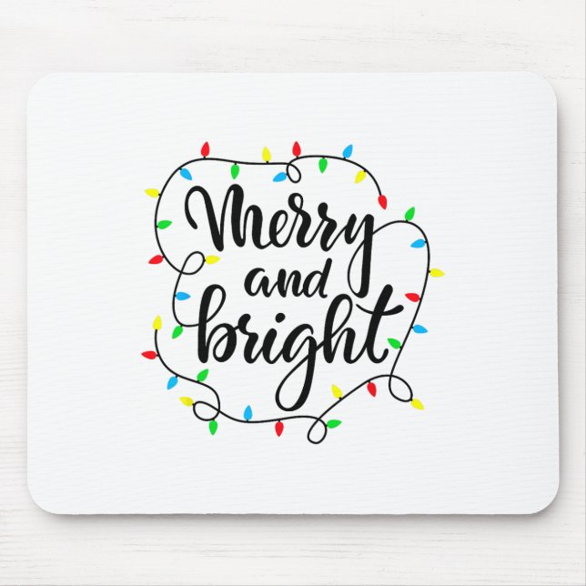 Merry And Bright Christmas Family Pajamas Matching Mouse Pad (Front)