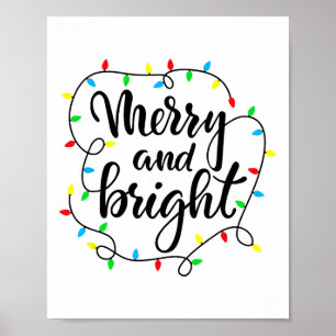 Merry And Bright Christmas Family Pajamas Matching Poster
