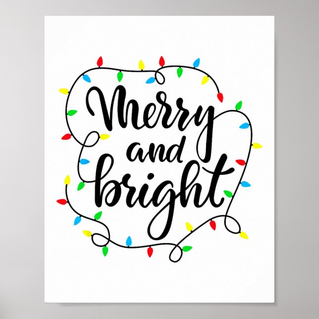 Merry And Bright Christmas Family Pajamas Matching Poster (Front)