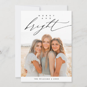 Merry and Bright, Christmas Family Photo Layover Holiday Card