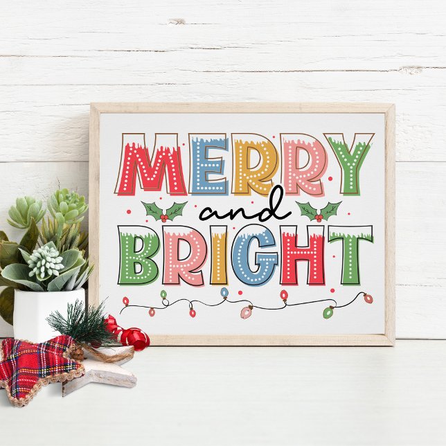 Merry And Bright Christmas Festive Typography Poster (Creator Uploaded)
