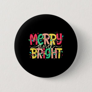 Merry And Bright Christmas Funny Pajamas Family Xm Button