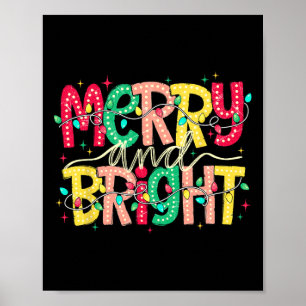 Merry And Bright Christmas Funny Pajamas Family Xm Poster