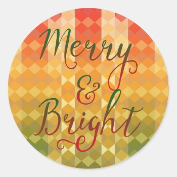 Merry And Bright Christmas Geometric Polygons Classic Round Sticker by JK_Graphics at Zazzle